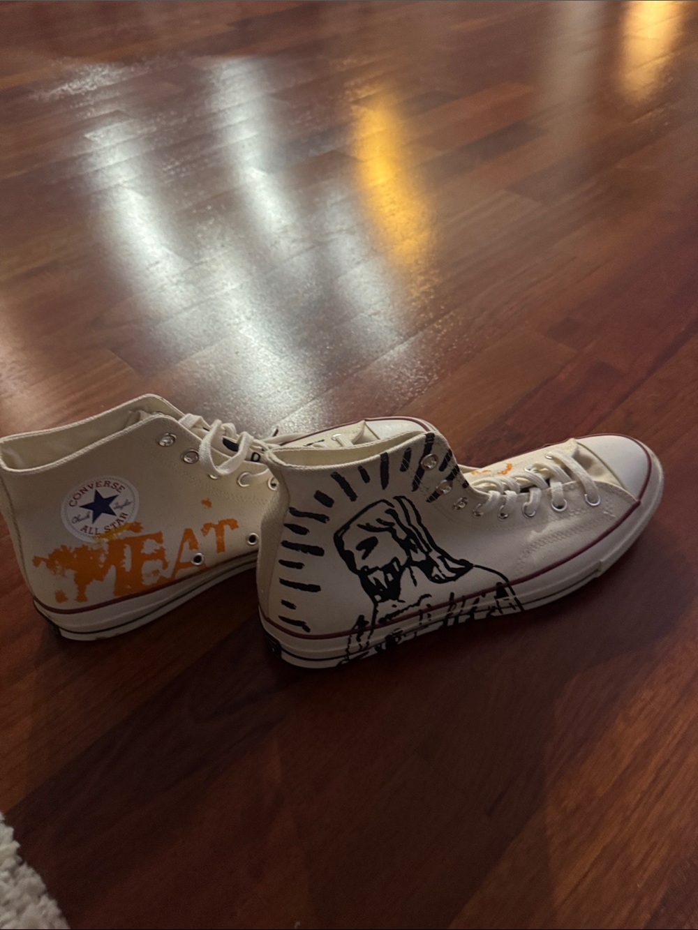 Rare Andy warhol artwork work Converse High Top Sneakers in Cream - Picture 6 of 10